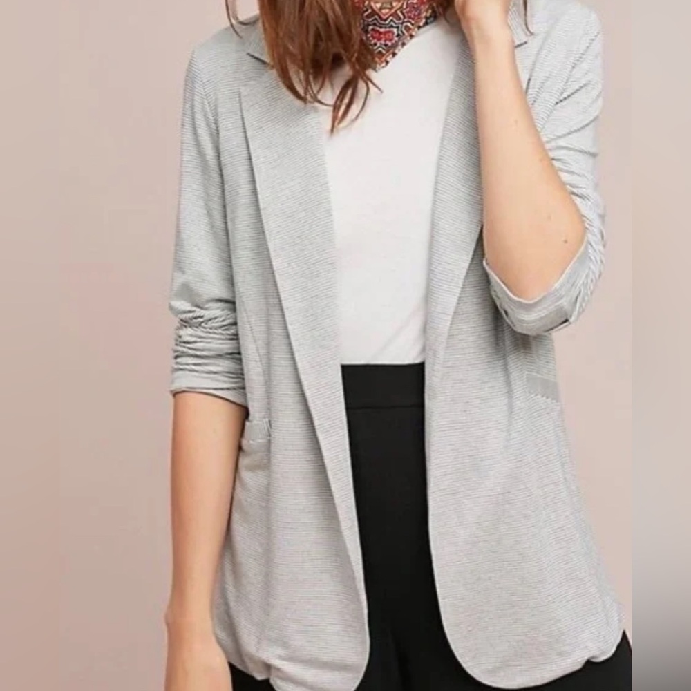 Bordeaux Light Gray Draped Open-Front Blazer